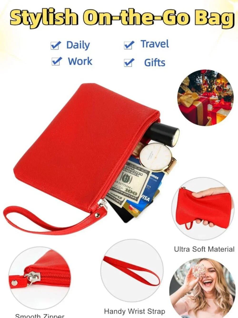 2 Pack Mini Makeup Bags - Zipper Pouches for Travel, Lipstick & Coin Holder